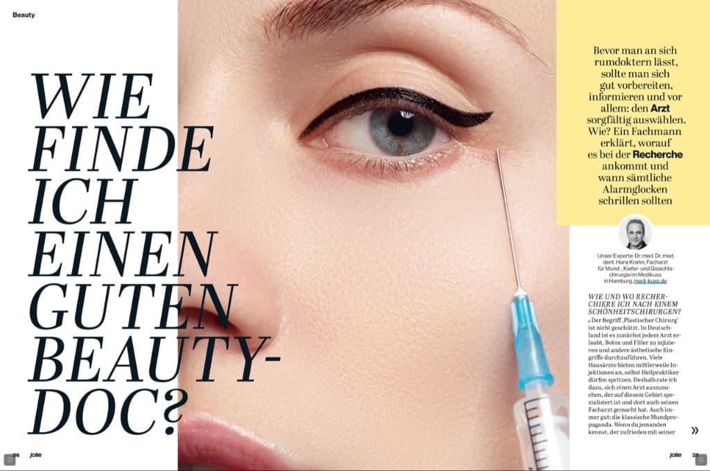 مقال Jolie Wie finde ich einen guten Beauty-Doc مع تعليق متخصص من DR. MED. DR. MED. DENT. HANS KREHN