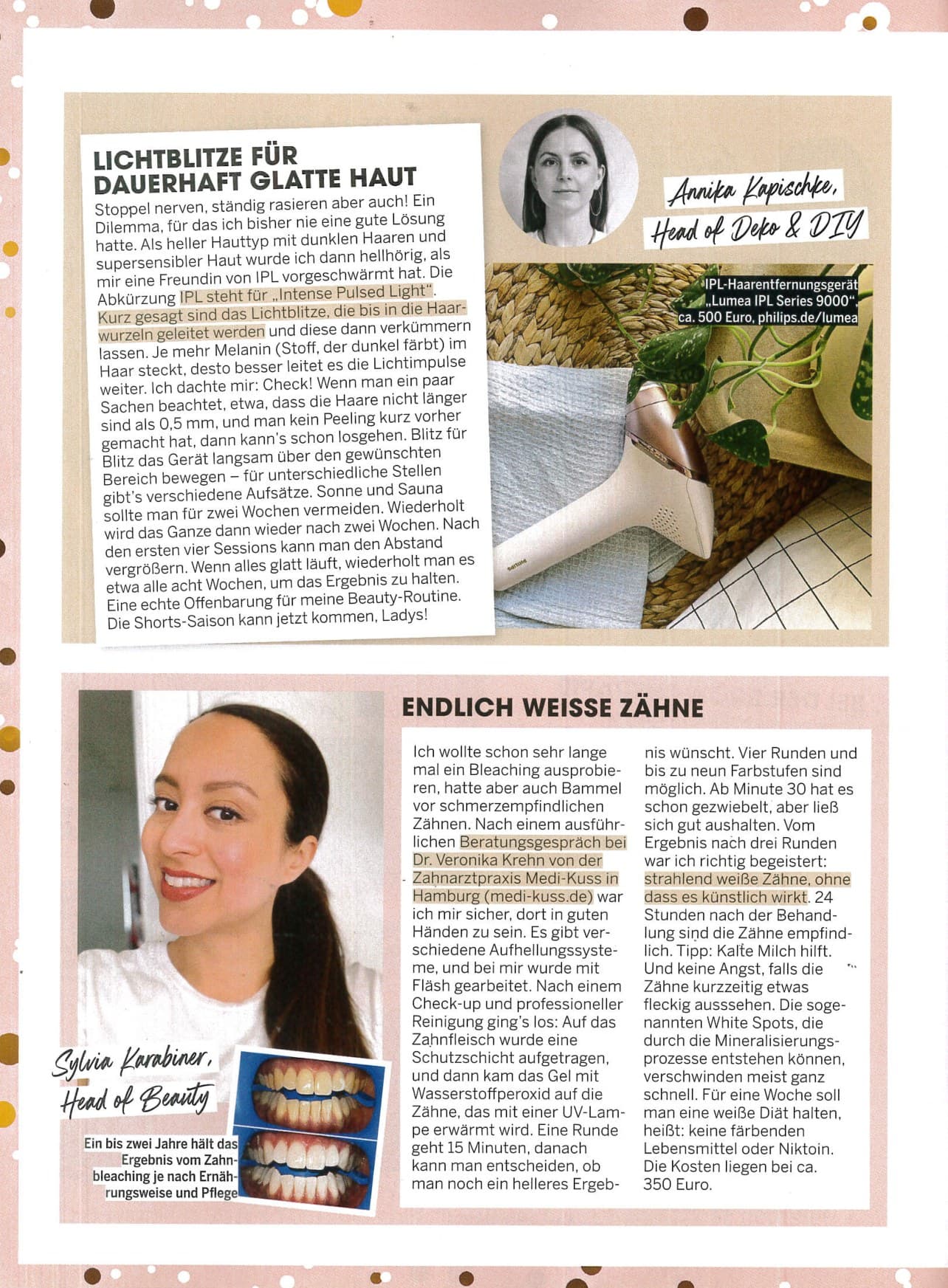 Couch article Endlich weiße Zähne with DR. MED. DR. MED. DENT. VERONIKA KREHN